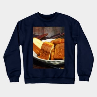 Food - Plate With Sliced Bread and Knives Crewneck Sweatshirt